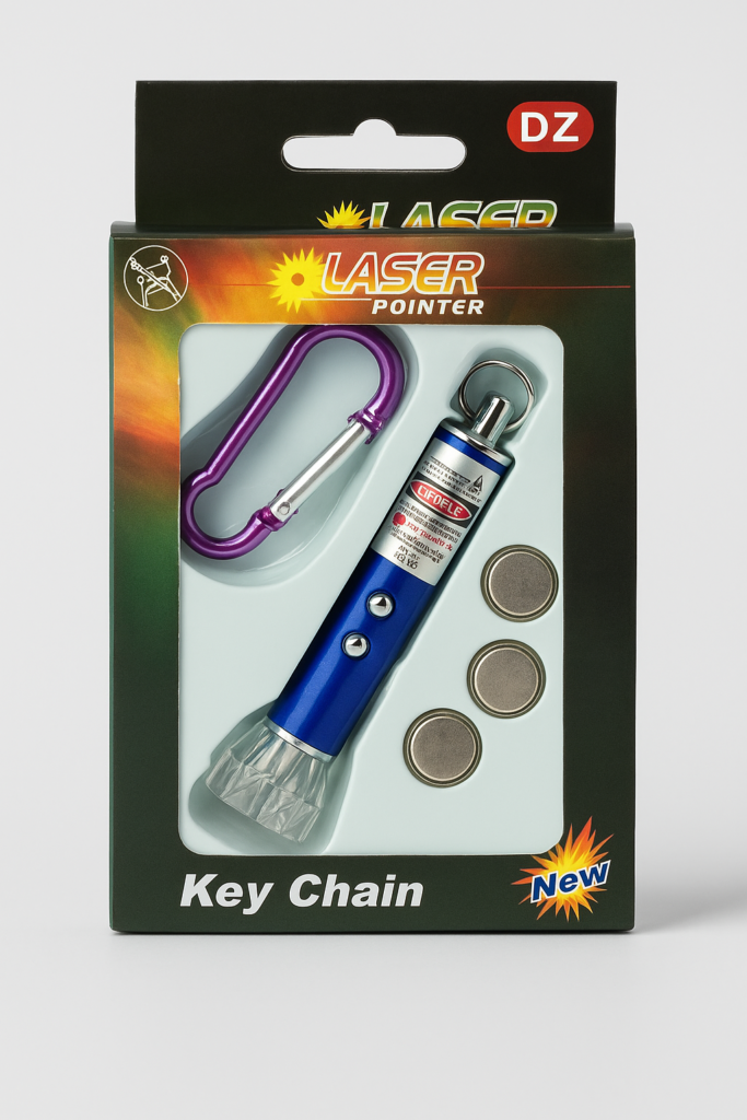 Laser Pointer Keychain with LED Light & Carabiner – Portable & Multi-Use Tool (Combo pack of 2 piece)
