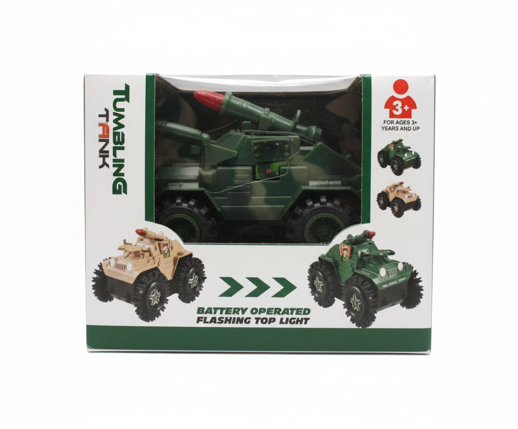 Tumbling Tank Toy for Kids | Bump & Go Action Military Tank