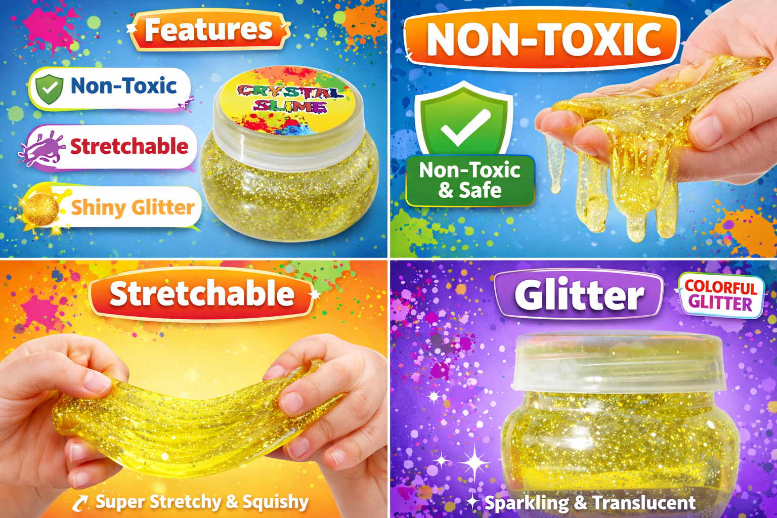 Crystal Slime – Glitter Stretchable Toy Slime for Kids - Image 2