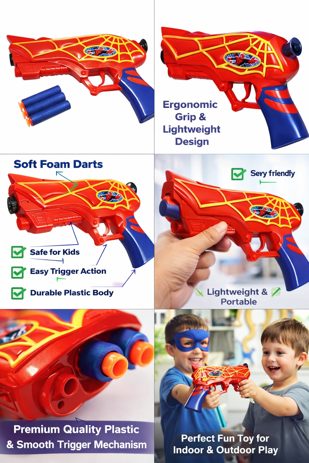 Spider Hero Soft Bullet Gun Toy with Foam Darts – Safe Kids Blaster Toy - Image 3