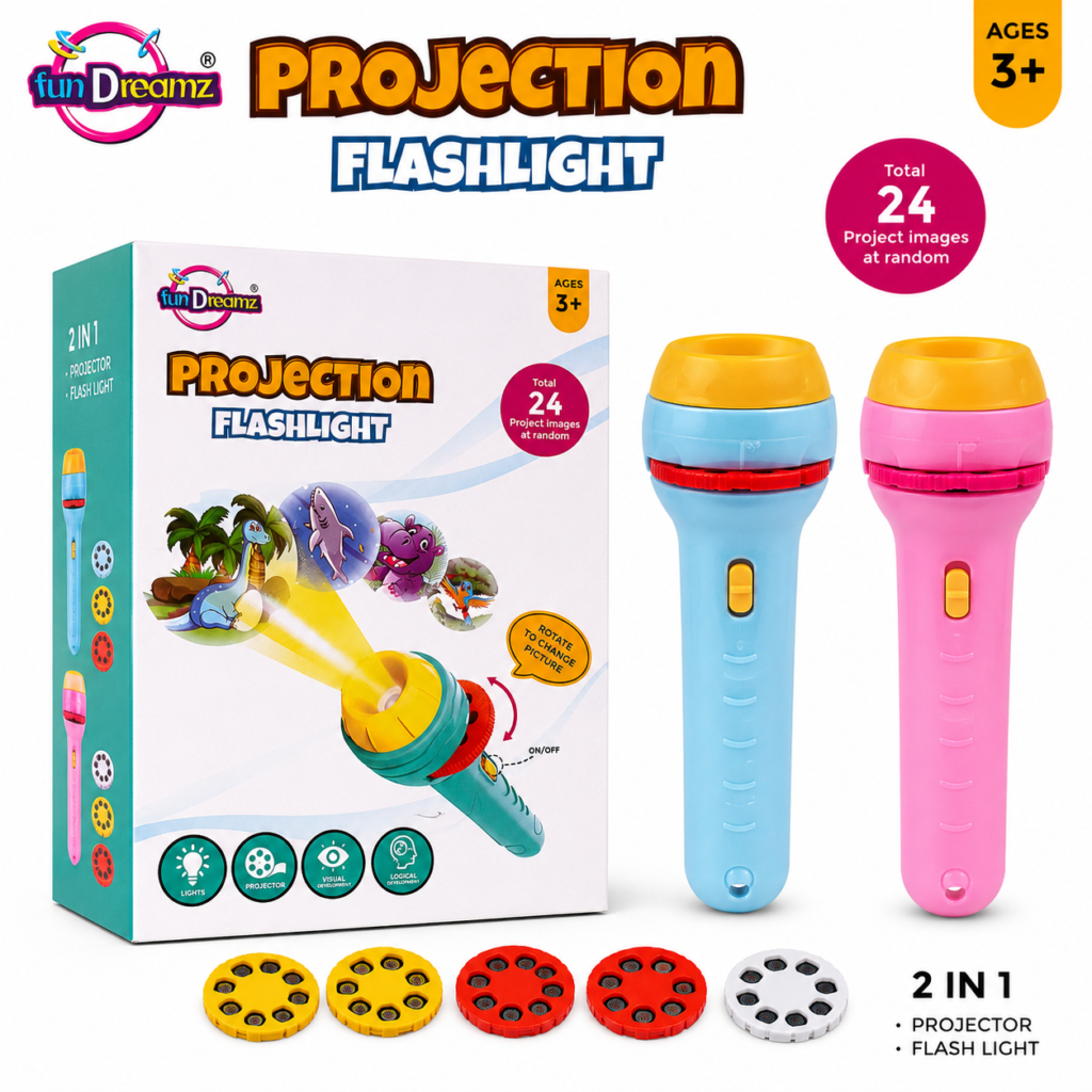 Projection Flashlight for Kids – 2-in-1 Projector Torch (24 Random Images)
