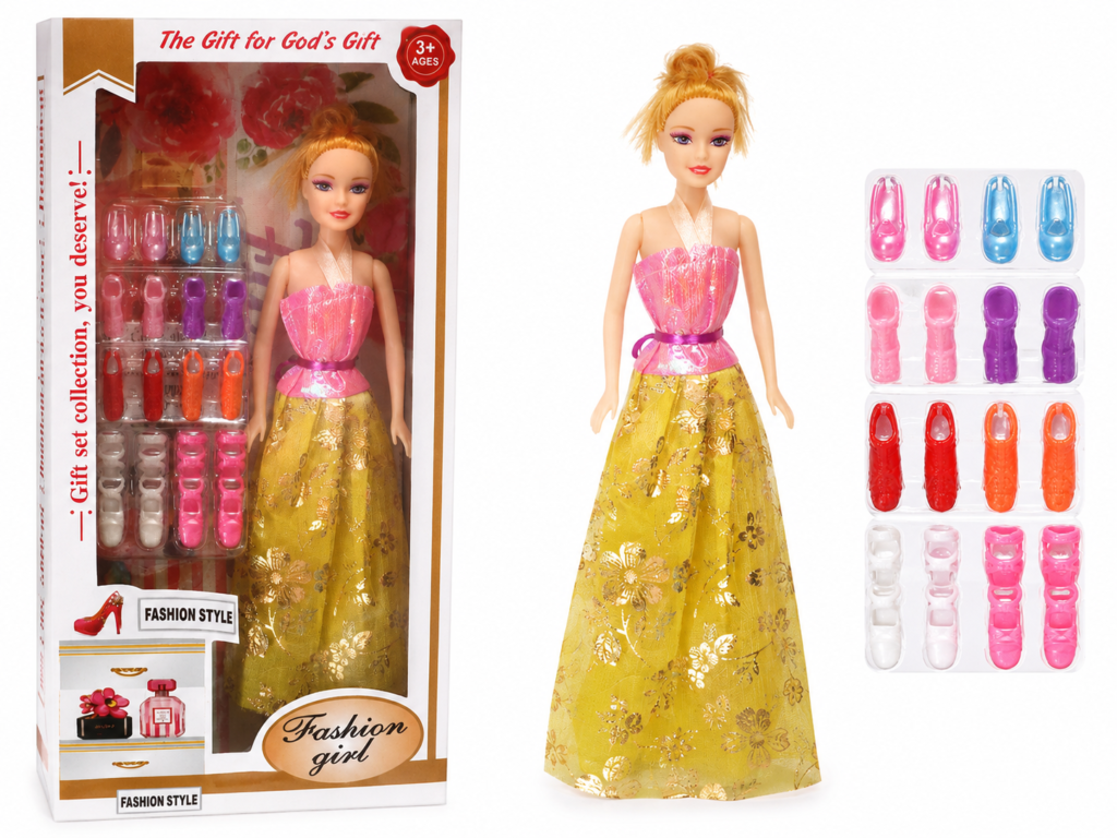 Fashion Doll Gift Set with Colorful Shoe Collection